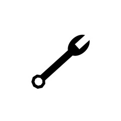 tool icon vector. wrench spanner illustration symbol in black silhouette. maintenance or repair icon 
