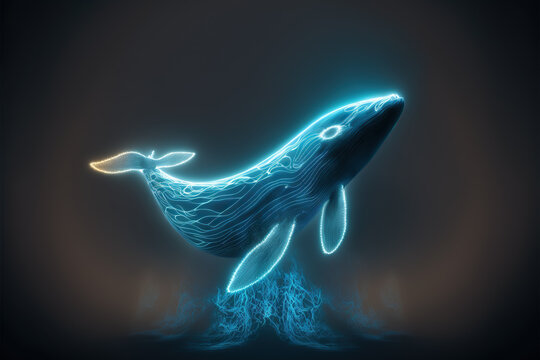 whale Light painting, creative, fantasy, surrealism