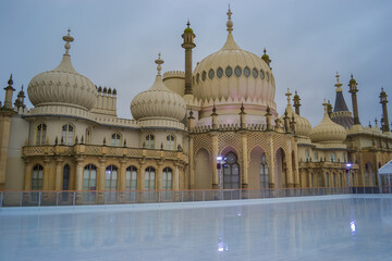 UK, Brighton, 06.01.2023: Annual ice rink near Brighton Pavilion. Best place to spend few hours in the city
