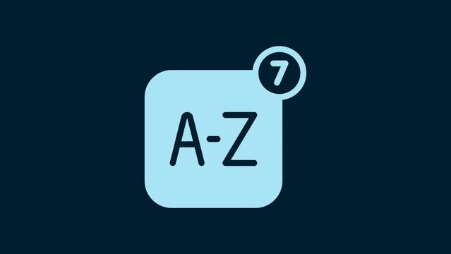 White Online translator icon isolated on blue background. Foreign language conversation icons in chat speech bubble. Translating concept. 4K Video motion graphic animation