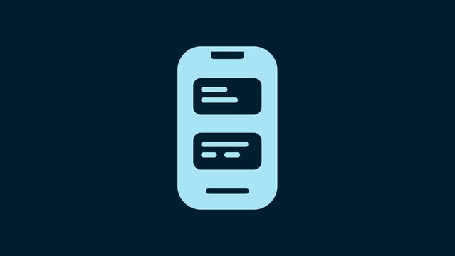 White Online translator icon isolated on blue background. Foreign language conversation icons in chat speech bubble. Translating concept. 4K Video motion graphic animation