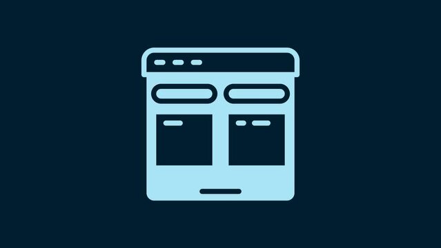 White Online translator icon isolated on blue background. Foreign language conversation icons in chat speech bubble. Translating concept. 4K Video motion graphic animation