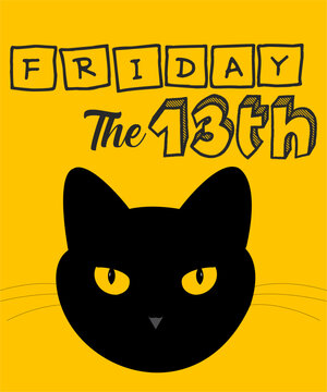 Black cat - Friday the 13th yellow background