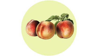 Fototapeta na wymiar Peaches with yellow background 