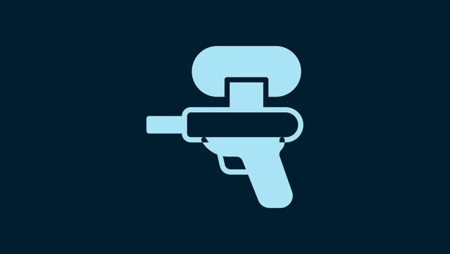 White Water gun icon isolated on blue background. 4K Video motion graphic animation