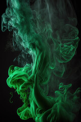 Fototapeta premium Green smoke on black background. Generative AI.