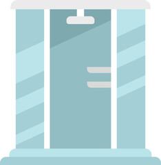 Shower cabin icon flat vector. Glass door. Water design isolated