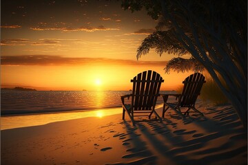 sunset on the beach chill landscape