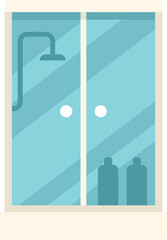 Apartment shower cabin icon flat vector. Glass door. Domestic faucet isolated