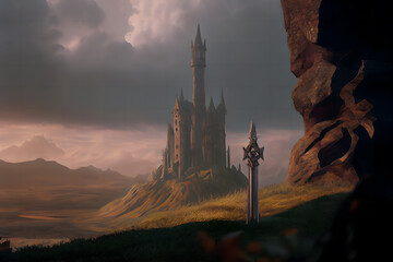 Medieval fantasy castle landscape