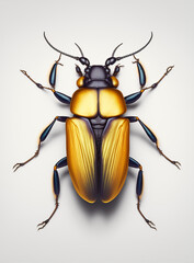 Photorealistic 3D illustration of insect on a white background, viewed from the top. Perfect for use in a variety of contexts, including scientific or educational materials, nature-themed designs.