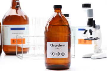 chloroform in bottle , chemical in the laboratory and industry