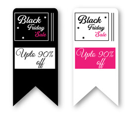 Black friday sale tag. Black tag, White tag. Beautiful text sale design with stars