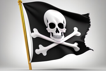 Pirate's flag a cheerful Roger, isolated on white. Generative AI