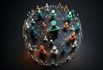 social network connection concept, community generativce ai illustration