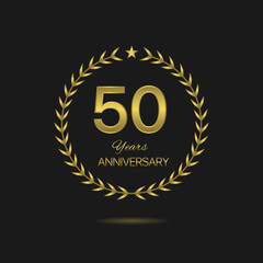 Fifty years Anniversary golden laurel wreath label