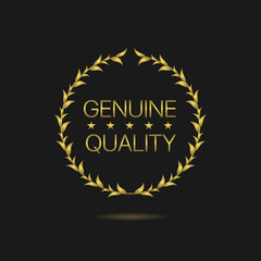 Genuine quality golden laurel wreath vector label