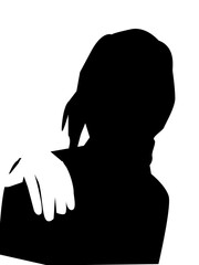 Sagoma nera  di donna con una mano sulla spalla