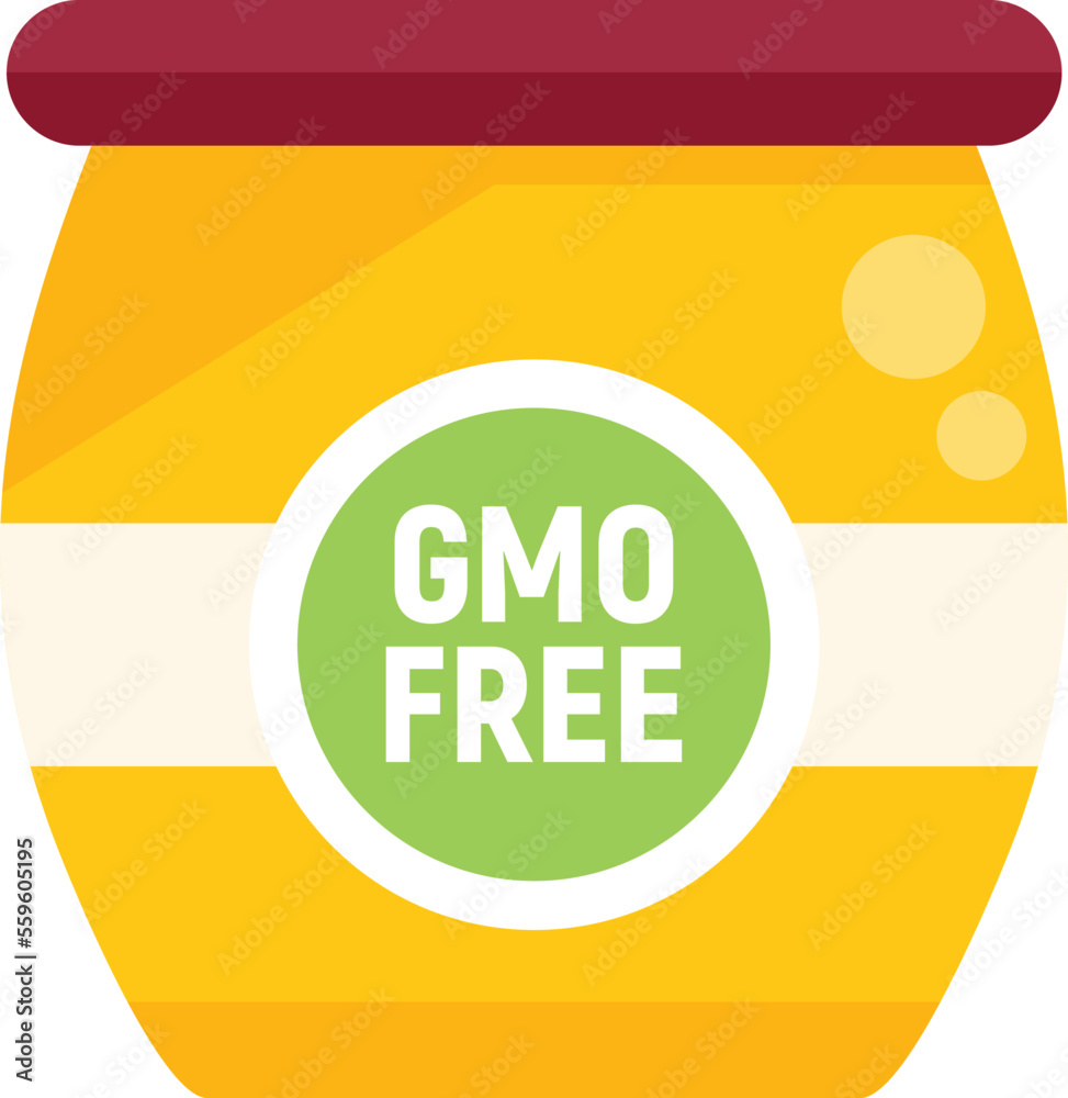 Sticker Gmo free jar icon flat vector. Dna food. Gene medicine isolated