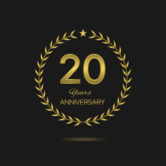 Twenty years Anniversary golden laurel wreath label