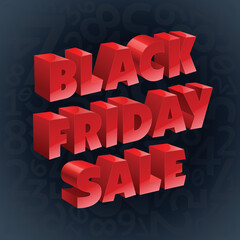 Red bold font text BLACK FRIDAY SALE on black numbers background