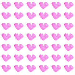 Fototapeta premium seamless hand-painted watercolor pink hearts pattern on pink background