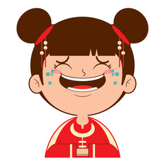 chinese girl laughing face cartoon cute