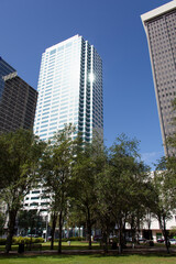 Fototapeta na wymiar Tampa Downtown Skyscrapers And A Park