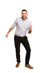 Fototapeta premium Adult latin man dancing cut out isolated