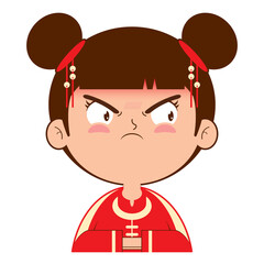 Obraz premium chinese girl angry face cartoon cute