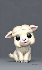 Generative Ai cute and adorable 3D lamb