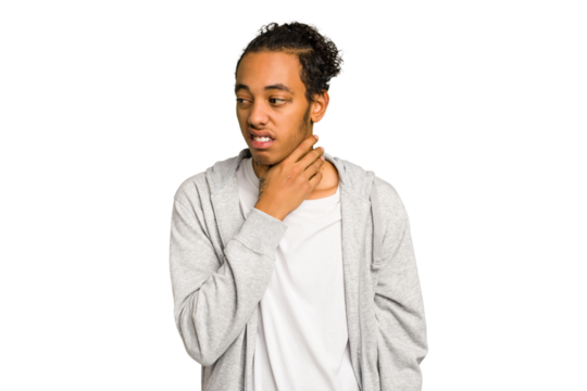 Young African American man isolated touching back of head, thinking and making a choice.