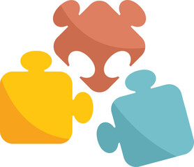 Puzzle teamwork icon flat vector. Community people. Social digital isolated