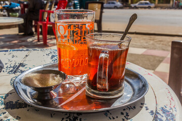 Tea with water in a cafe in Egypt