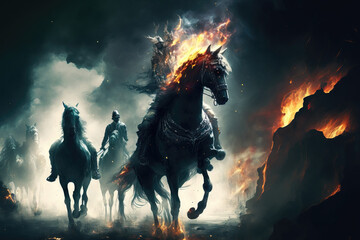 Fototapeta premium Horsemen of the Apocalypse. sketch art for artist creativity and inspiration. generative AI