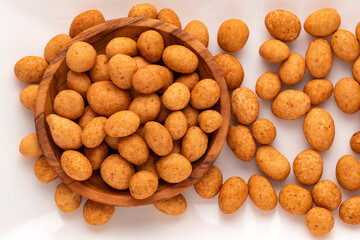 Organic Japanese peanuts in the bowl - Arachis hypogaea