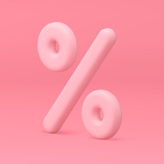 Percentage 3d symbol pink shopping sale discount price off banking investment realistic vector
