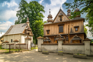 Kościół drewniany i kaplica w Szalowej - obrazy, fototapety, plakaty