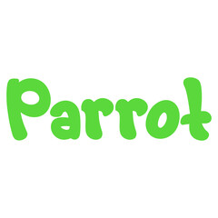 Parrot Animal Name Lettering Concept on Transparent Background