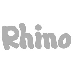 Rhino Animal Name Lettering Concept on Transparent Background