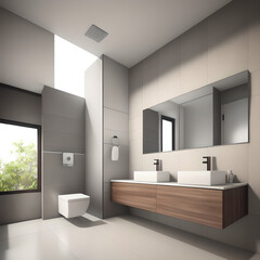 Bathroom Interior Design. Contemporary Concept. Generative AI