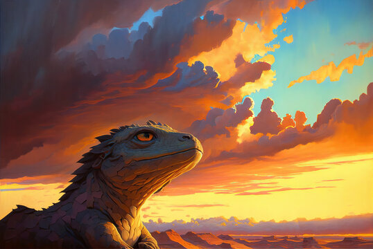 Painting of Chuckwalla in desert by generative AI