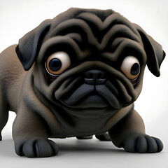 Generative AI 3d illustration of cute and adorable Pug Puppy