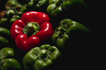 Red and Green Peppers close up