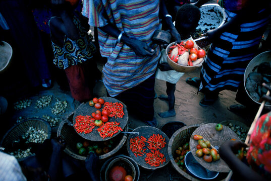 Mali dogon tribe food market, Village of Kani Kombala, Africa.