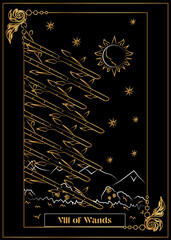the illustration - card for tarot - VIII of Wands.