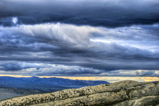 Clouds float across the Ruby Mountains in Nevada.