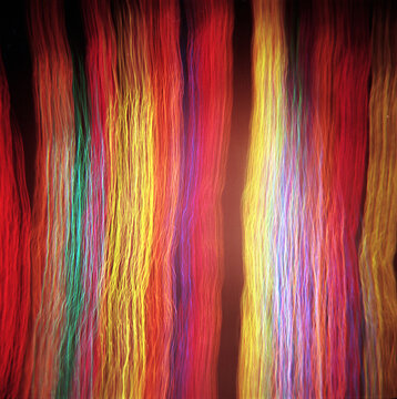 Abstract lines of colorful string.