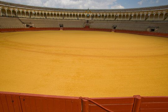 The floor of the bullring in Seville, Spain.