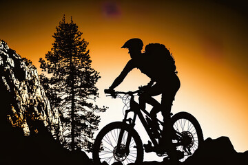 Fototapeta premium Mountain biking for fitness and sport. Generative AI